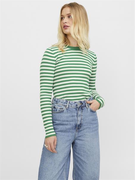 JXJODI TIGHT STRIPE CREW NECK KNIT NOOS medium green