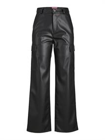 JXKENYA FAUX LEATHER CARGO PANTS black