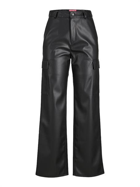 JXKENYA FAUX LEATHER CARGO PANTS black