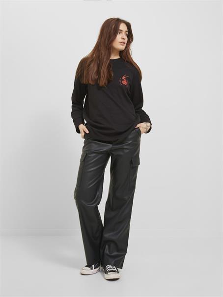 JXKENYA FAUX LEATHER CARGO PANTS black