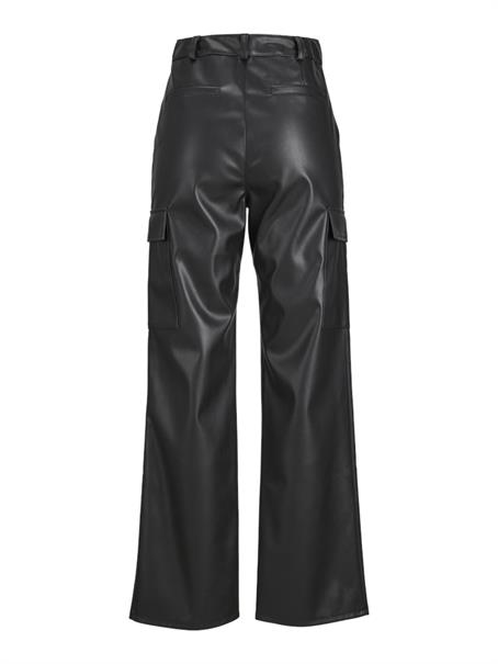 JXKENYA FAUX LEATHER CARGO PANTS black