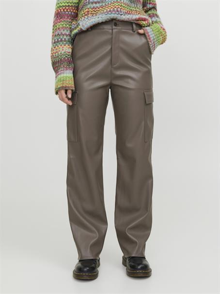 JXKENYA FAUX LEATHER CARGO PANTS morel