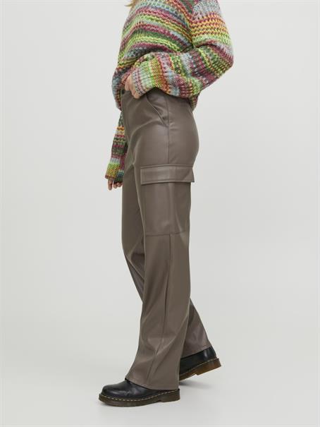 JXKENYA FAUX LEATHER CARGO PANTS morel