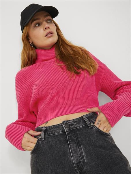 JXLIV TWIST CROP HIGH NECK KNIT raspberry sorbet