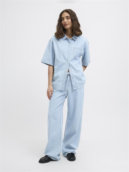 JXSURA WIDE MW LINEN BLEND JEANS DNM light blue denim