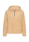 Kapuzenpullover mit halbem Reißverschluss caramel