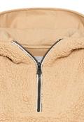 Kapuzenpullover mit halbem Reißverschluss caramel