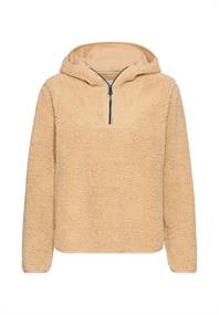 Kapuzenpullover mit halbem Reißverschluss caramel