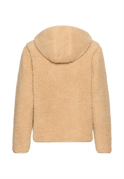 Kapuzenpullover mit halbem Reißverschluss caramel