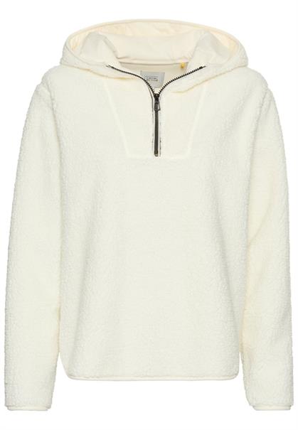 Kapuzenpullover mit halbem Reißverschluss milk white