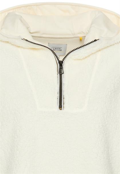 Kapuzenpullover mit halbem Reißverschluss milk white