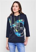 Kapuzenshirt mit Frontprint deep blue
