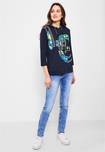 Kapuzenshirt mit Frontprint deep blue