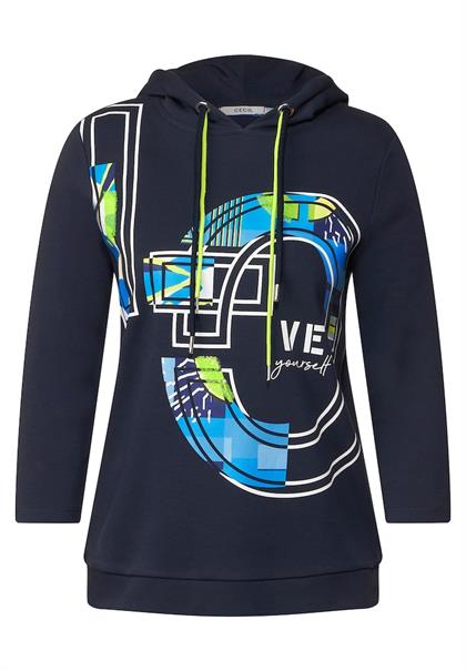 Kapuzenshirt mit Frontprint deep blue