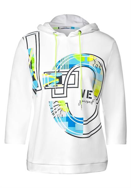 Kapuzenshirt mit Frontprint vanilla white