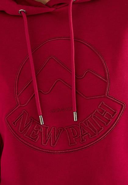 Kapuzenshirt mit Stickerei beaujolais red