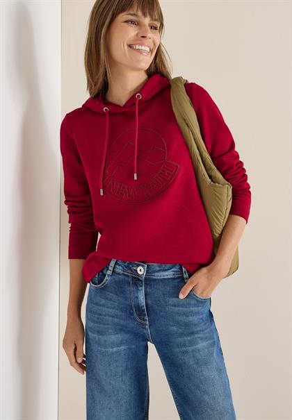 Kapuzenshirt mit Stickerei beaujolais red