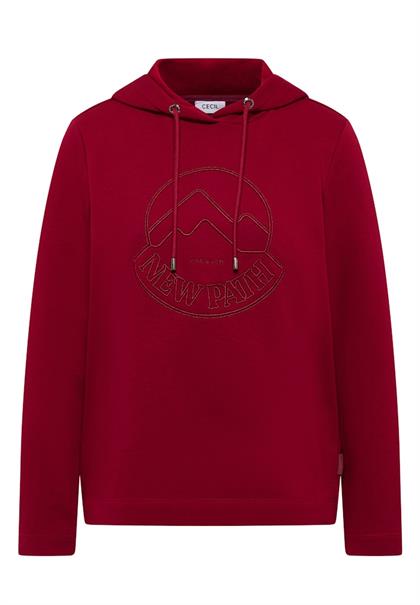 Kapuzenshirt mit Stickerei beaujolais red
