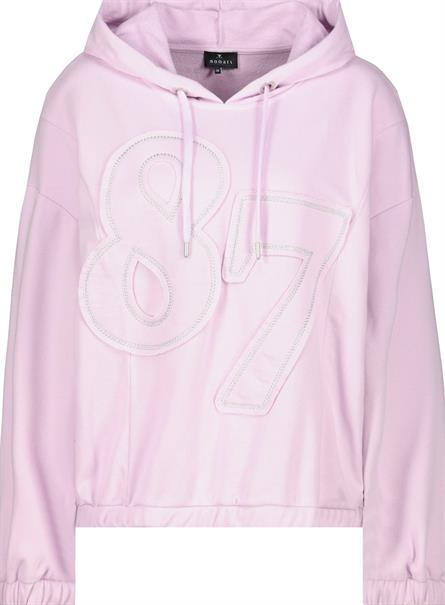 Kapuzenshirt mit Stoffbuchstaben lavender rose