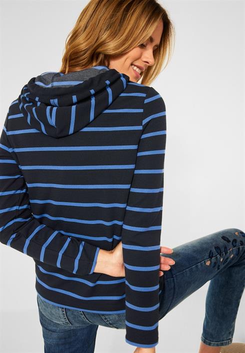 Cecil Damen Sweatshirt Kapuzenshirt mit Streifen deep blue bequem online  kaufen bei