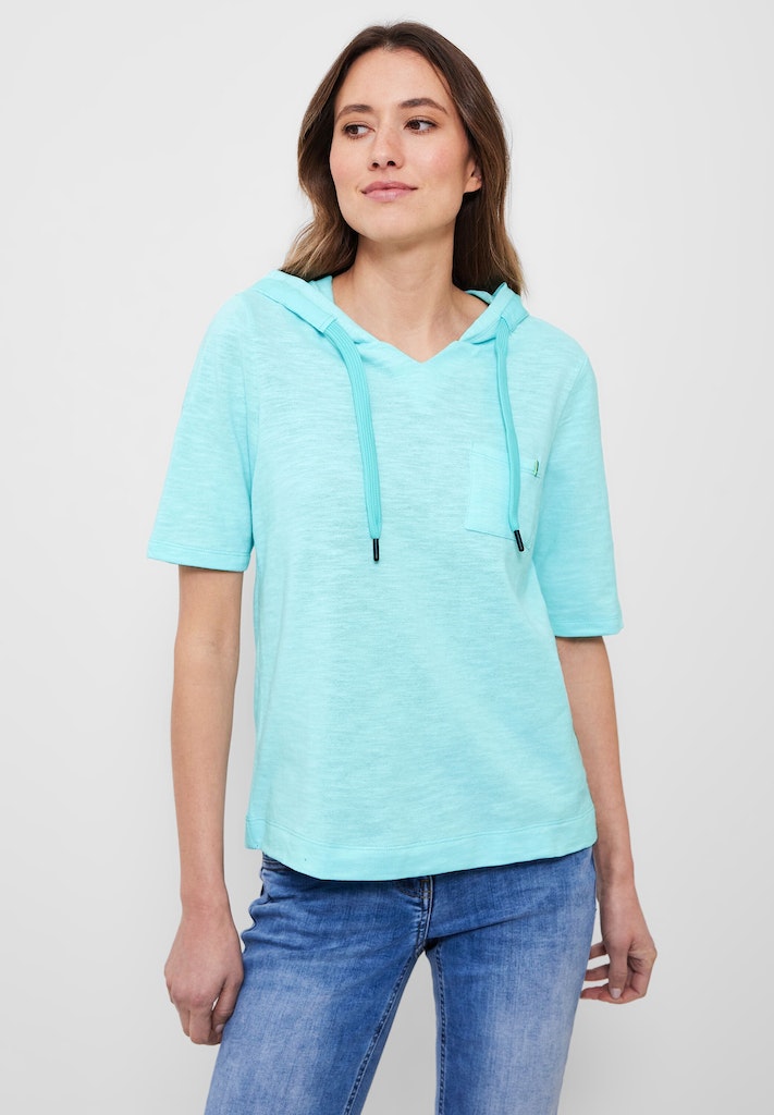 online Cecil mit Struktur deep Damen T-Shirt kaufen bei bequem blue Kapuzenshirt