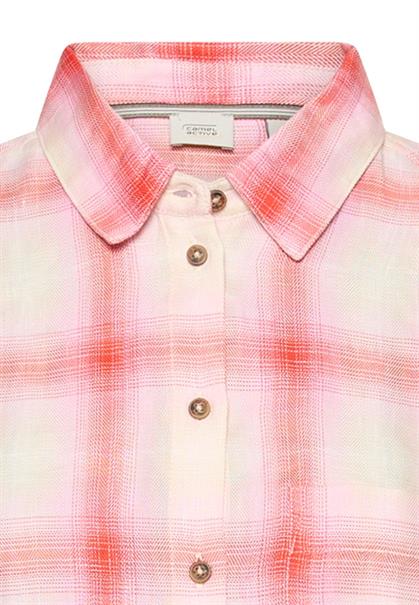Karierte Bluse mit Knopfleiste pink check