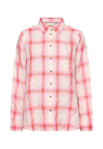 Karierte Bluse mit Knopfleiste pink check