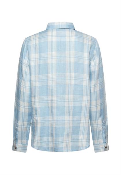Karierte Bluse mit Knopfleiste soft blue check
