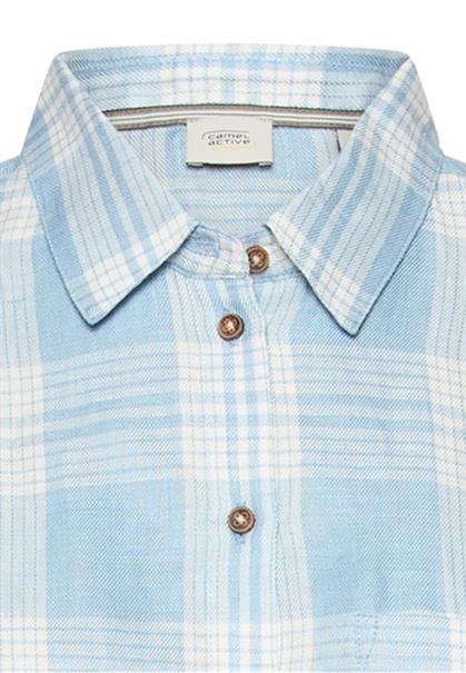 Karierte Bluse mit Knopfleiste soft blue check