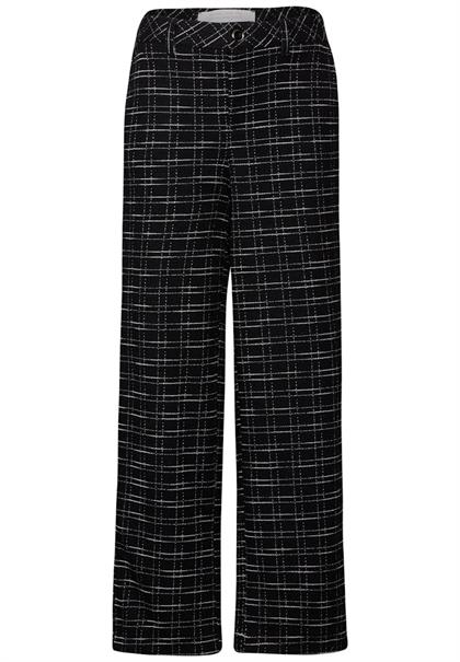Karierte Bouclé Hose black