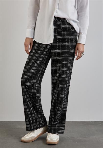 Karierte Bouclé Hose black