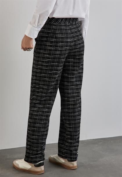 Karierte Bouclé Hose black