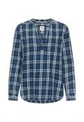 Karierte Schlupfbluse aus reiner Baumwolle indigo
