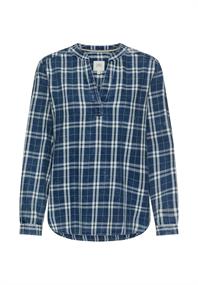 Karierte Schlupfbluse aus reiner Baumwolle indigo