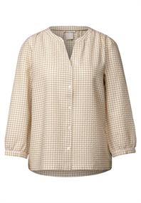 Karierte Seersucker Bluse safari beige