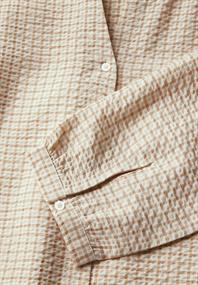 Karierte Seersucker Bluse safari beige