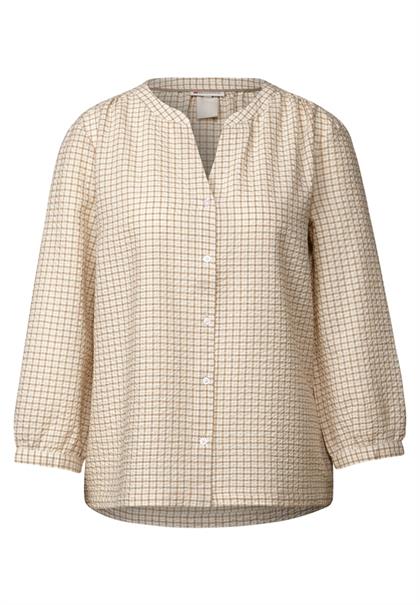Karierte Seersucker Bluse safari beige