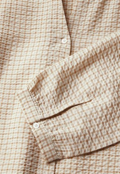 Karierte Seersucker Bluse safari beige