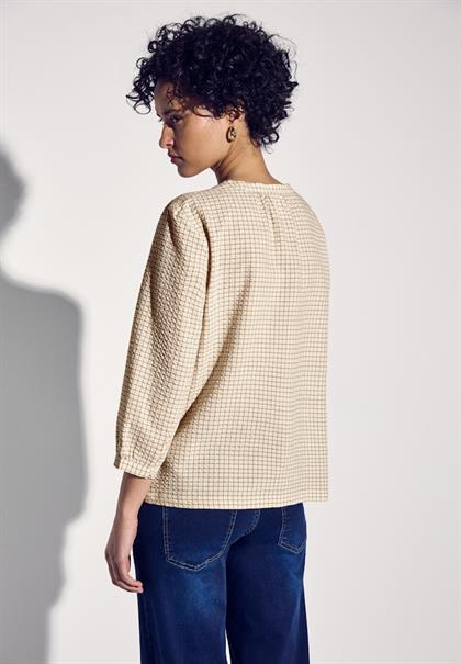 Karierte Seersucker Bluse safari beige