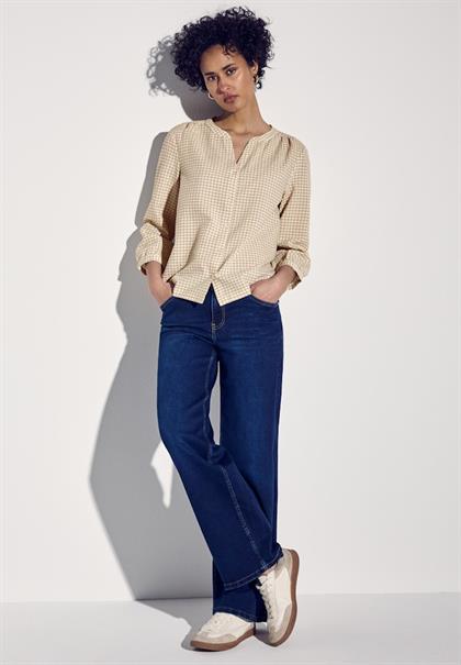 Karierte Seersucker Bluse safari beige