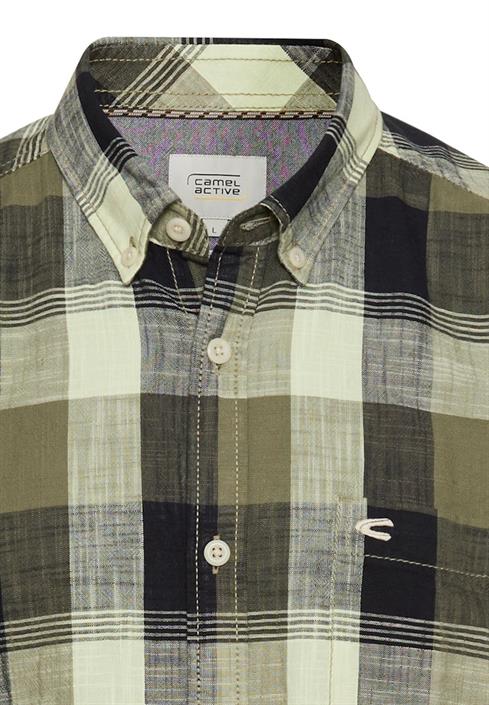 kariertes-kurzarmhemd-aus-reiner-baumwolle-dusty-khaki