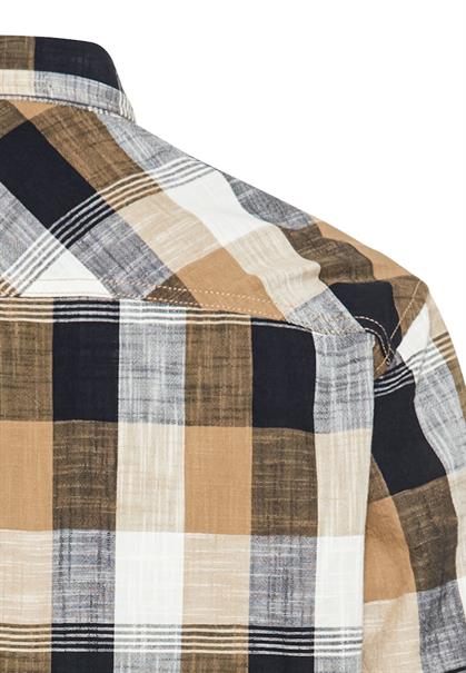 Kariertes Kurzarmhemd aus reiner Baumwolle wood