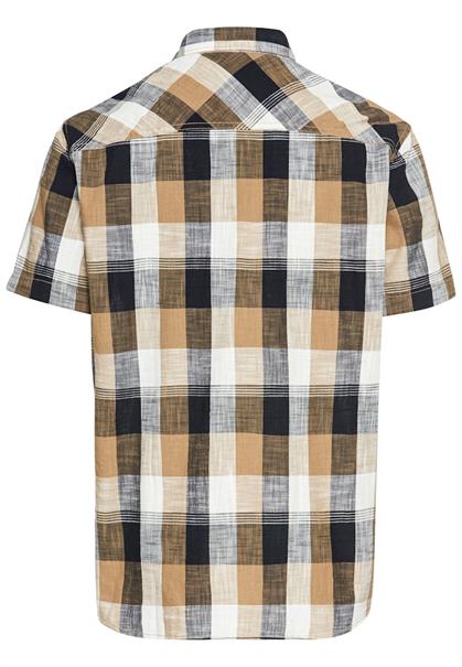 Kariertes Kurzarmhemd aus reiner Baumwolle wood