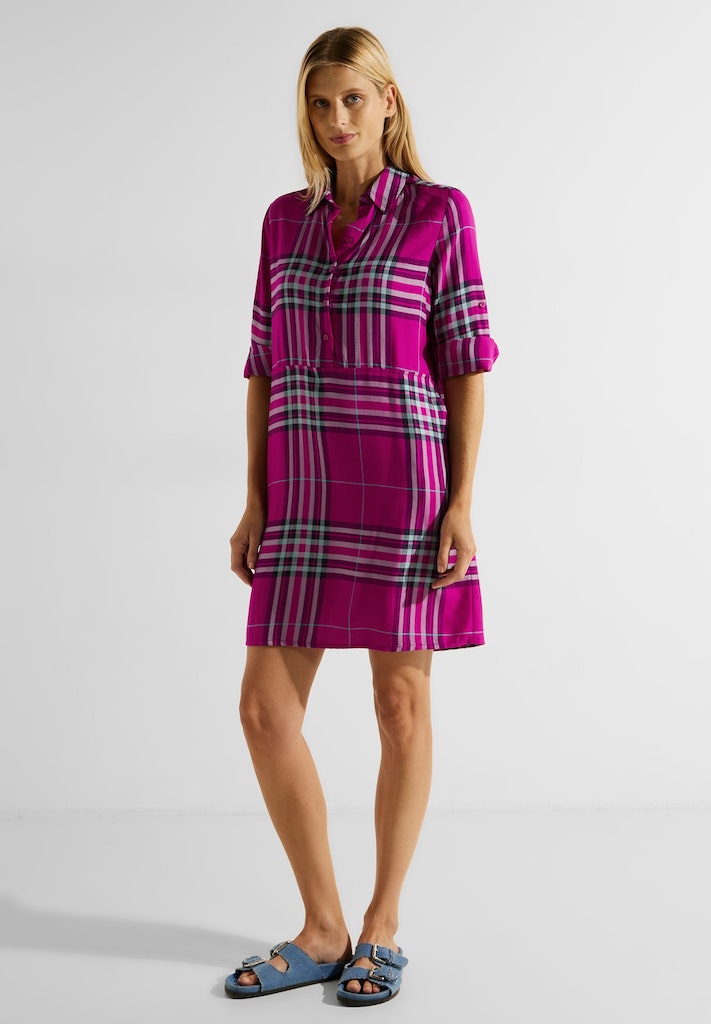 Cecil Damen Kleid Karo Hemdblusenkleid cool pink bequem online kaufen bei