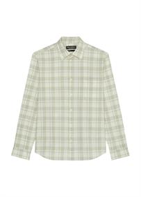 Kent collar, long sleeves, one rectangular chest pocket, round hem multi- cotton white