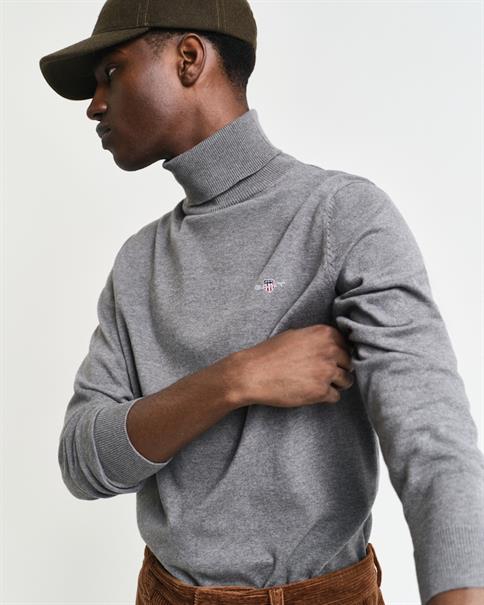 Klassischer Rollkragenpullover aus Baumwolle dark grey melange