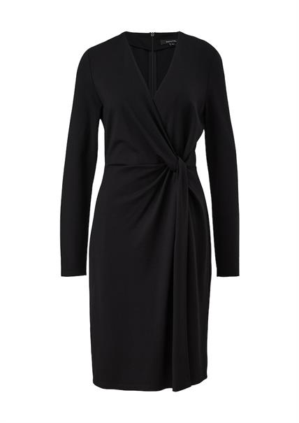 Kleid in Wickeloptik schwarz