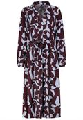 Kleid mit Bindegürtel graphics: winetasting red-slate blue