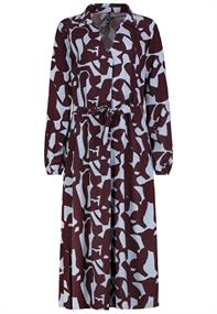 Kleid mit Bindegürtel graphics: winetasting red-slate blue