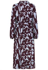 Kleid mit Bindegürtel graphics: winetasting red-slate blue